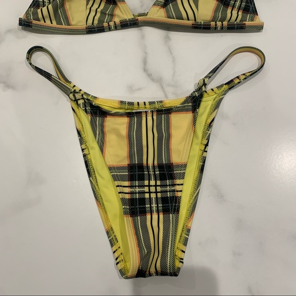Princess Polly Twiin As if clueless yellow plaid bikini set Size Small - Picture 7 of 11